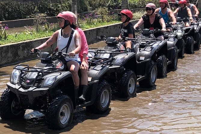 Bali ATV Quad Bike Through Tunnel, Waterfall, White Water Rafting - Riding ATVs through rice fields, tunnels, and waterfalls