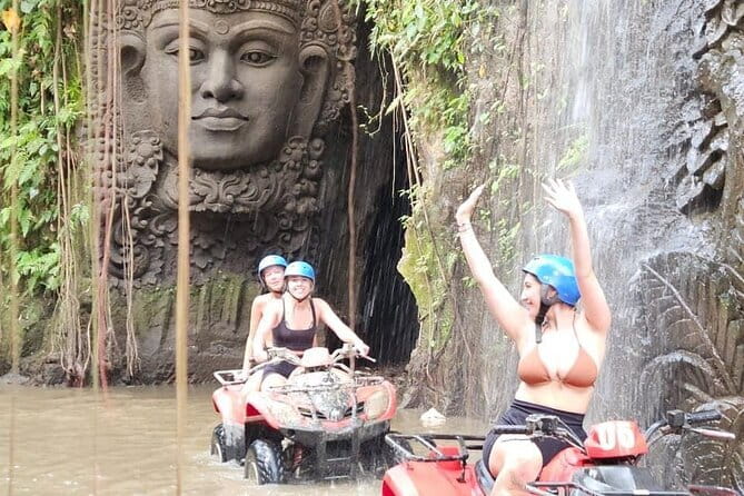 Bali ATV Ride Ubud Waterfall,RiceField,River,Kingkong-Temple cave - Waterfalls, Balinese statues, and the cave sections