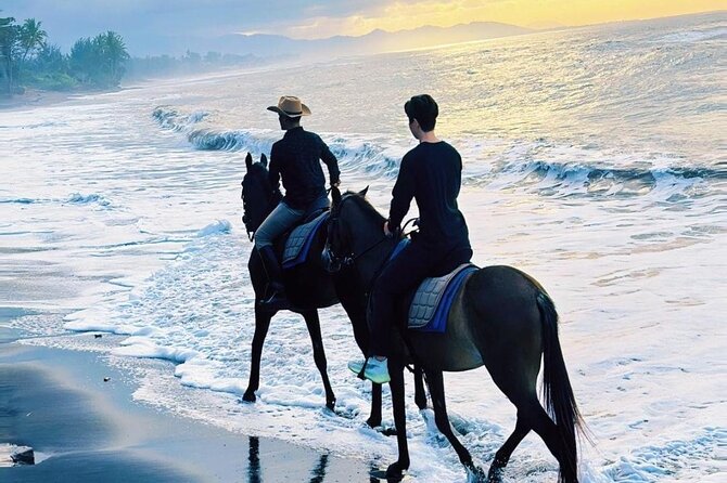 Bali Horse Riding Trot & Canter Saba Beach with Local Temple - Riding across Saba Beach’s black sand