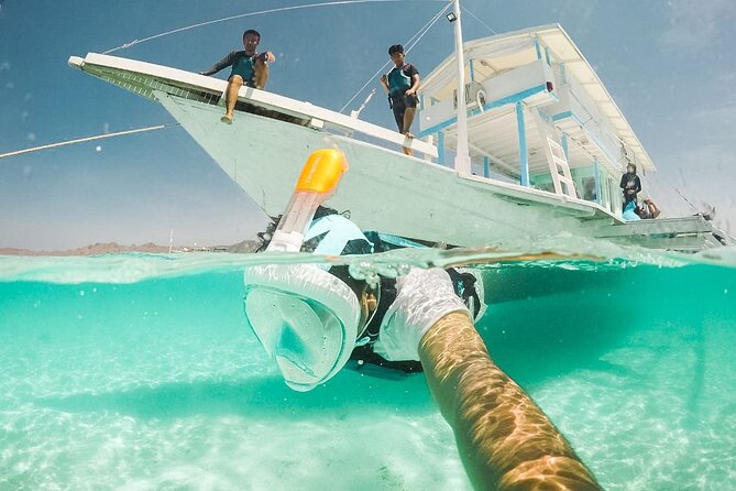 Snorkeling with turtle and statue in Gilis - Gili Meno and Gili Air may lengthen the day