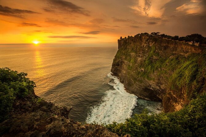 The limestone cliffs at Uluwatu in southern Bali at sunset